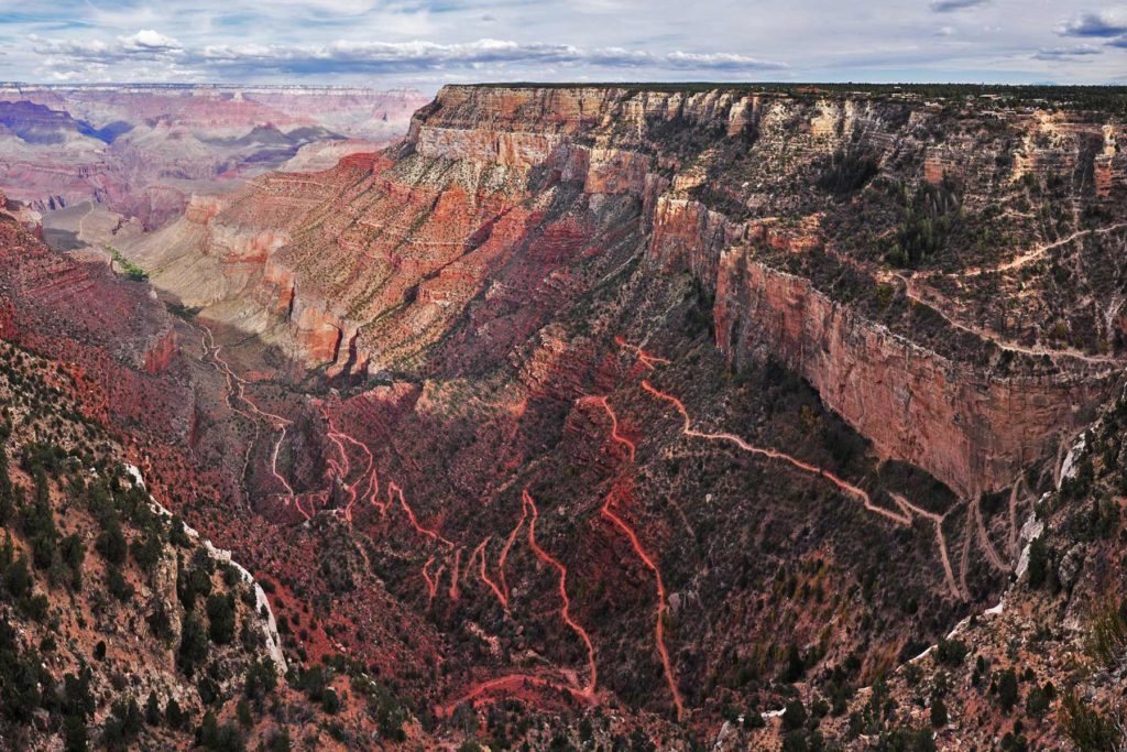 bright angel trail from hermit road grand canyon national park arizona